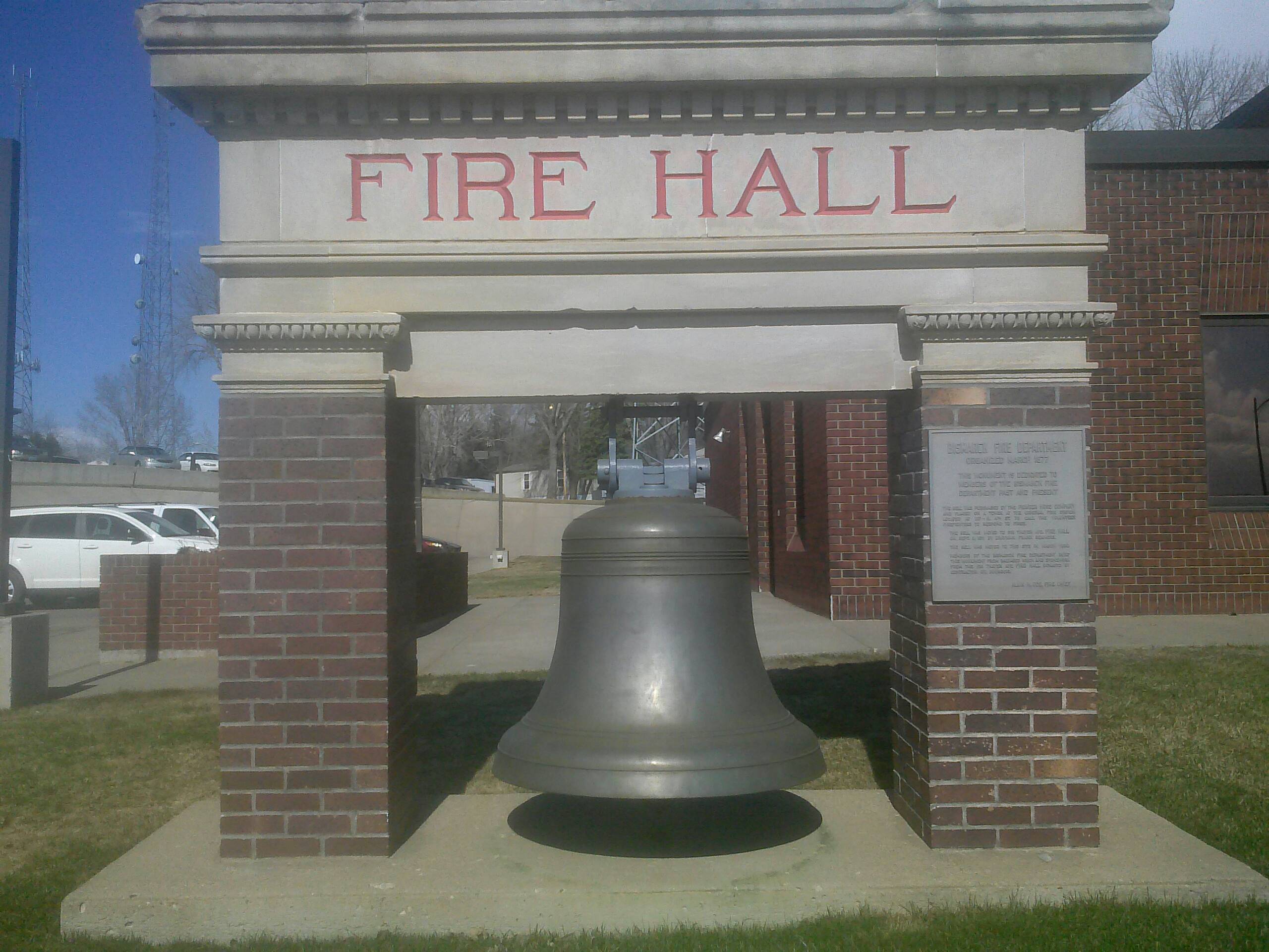 Fire Hall Bell Monument at Station 1 on Central Avenue