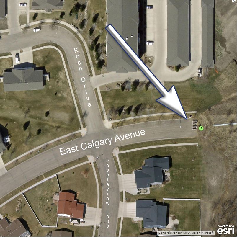 A map view of Collection Site #7 near Calgary Drive and Pebbleview Loop. 
