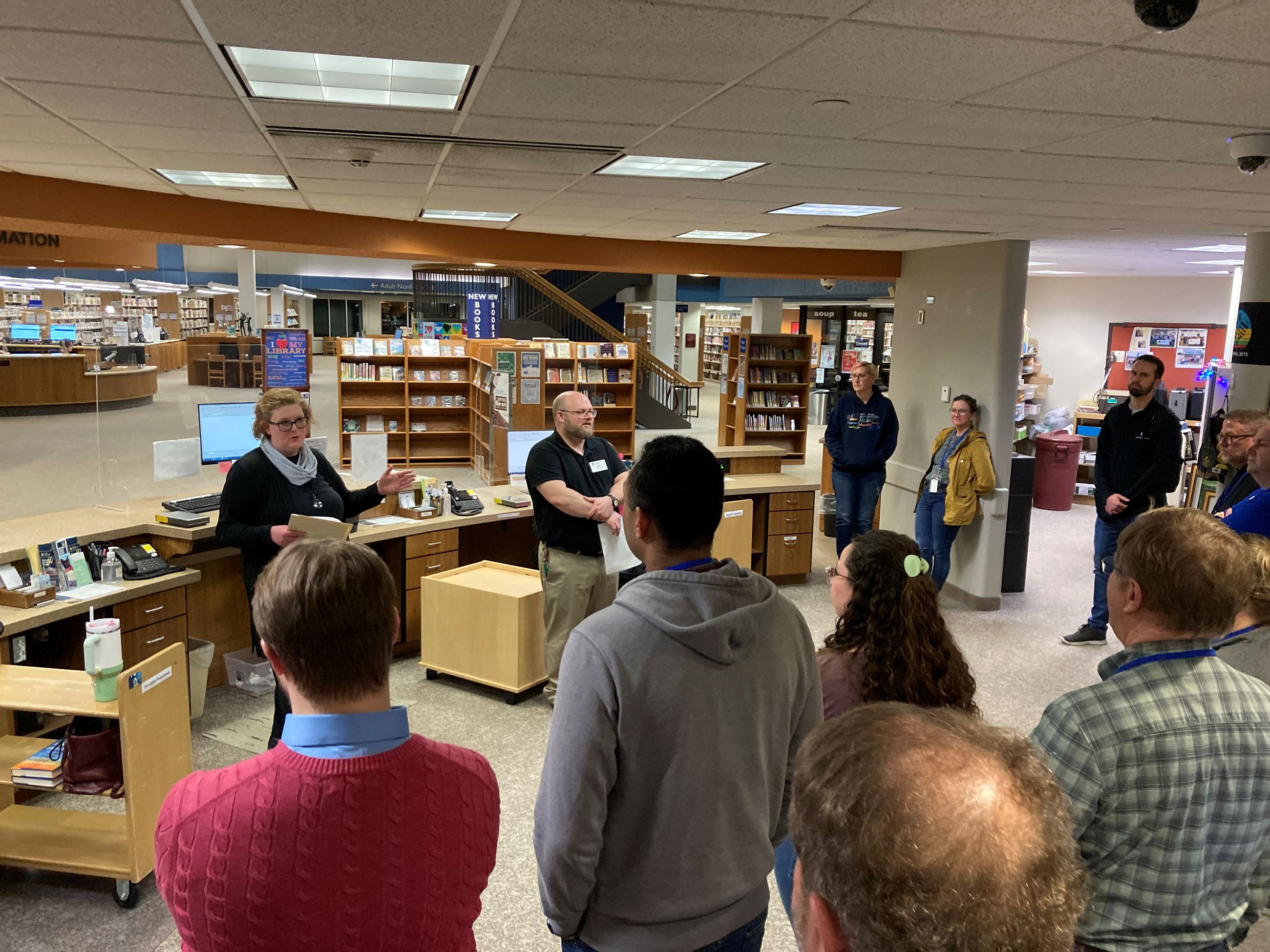Citizen Academy tours the Bismarck Veterans Memorial Public Library. 