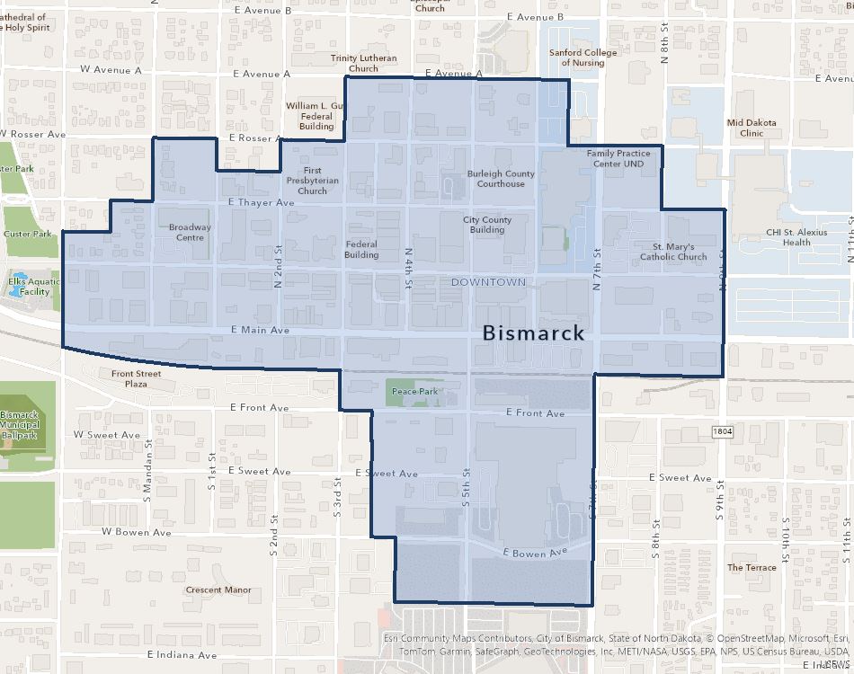 Bismarck Parking District territory perimeter