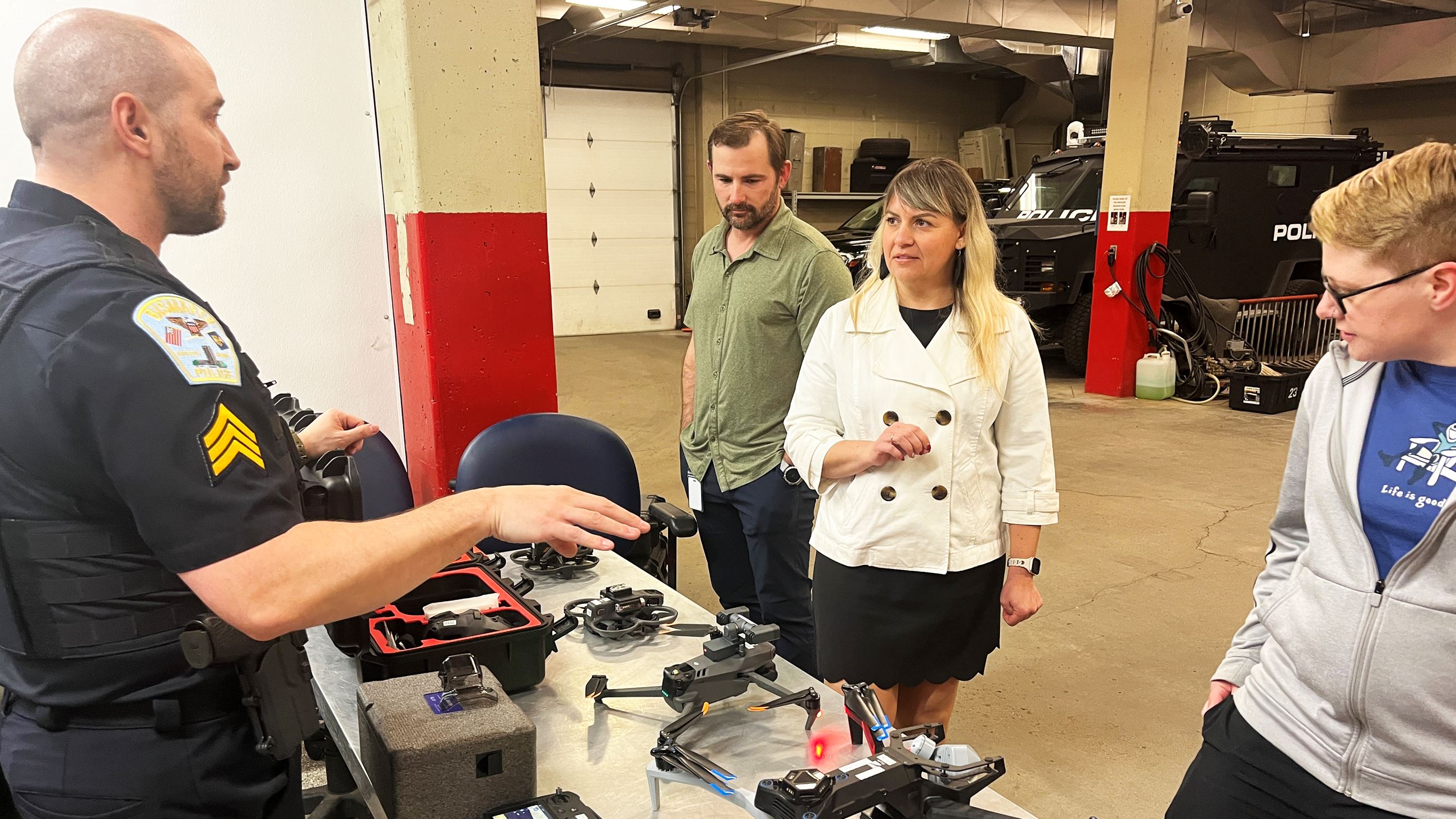 Sgt. Dustin Miller explains how different-sized drones can be used for different circumstances. 