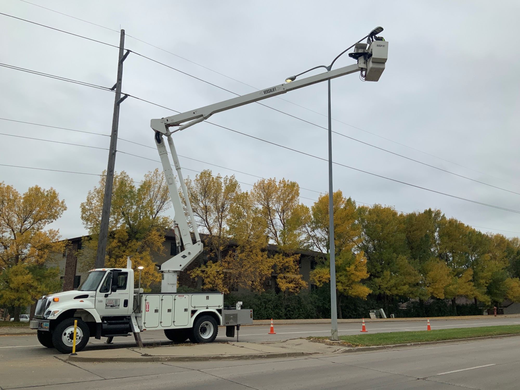 City Staff Installing LED Lights
