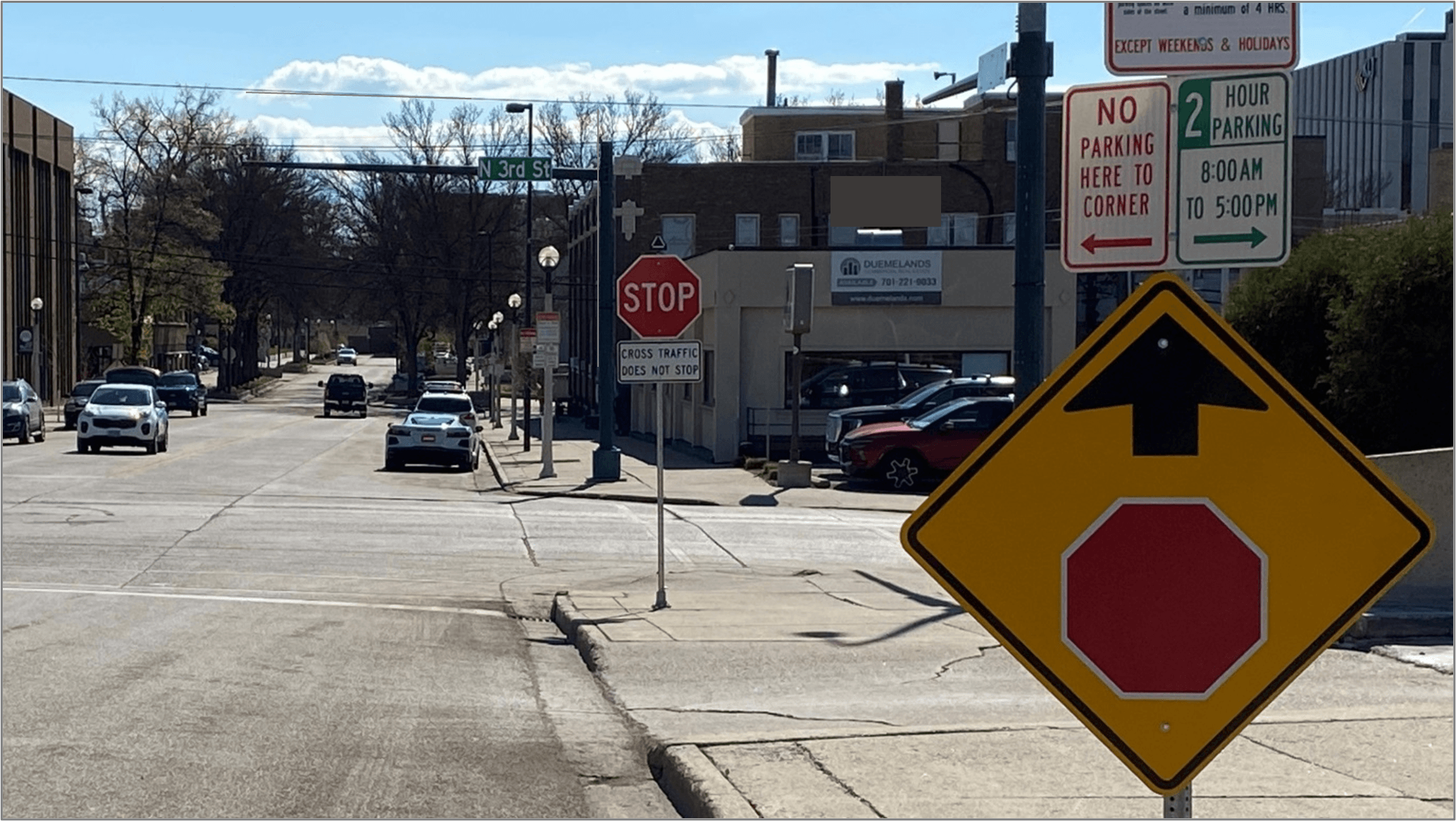 Photo of intersection with temporary changes