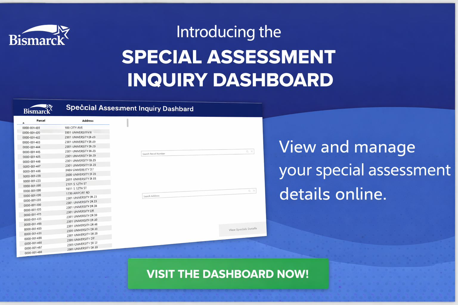 Special Assessment Dashboard Banner
