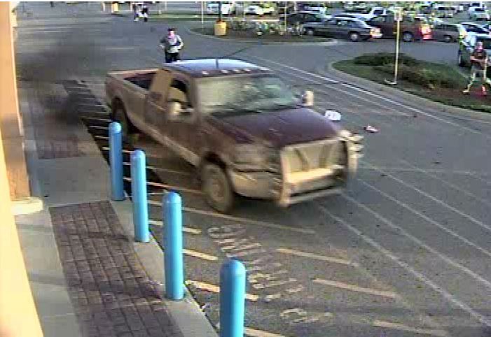 Maroon Ford F250 pickup